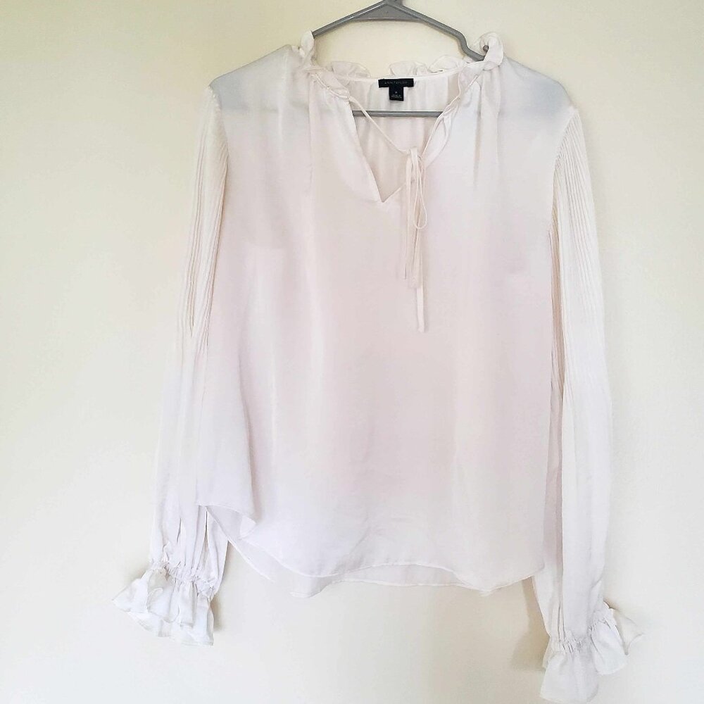 Ann Taylor Long Sleeve Ruffled Blouse